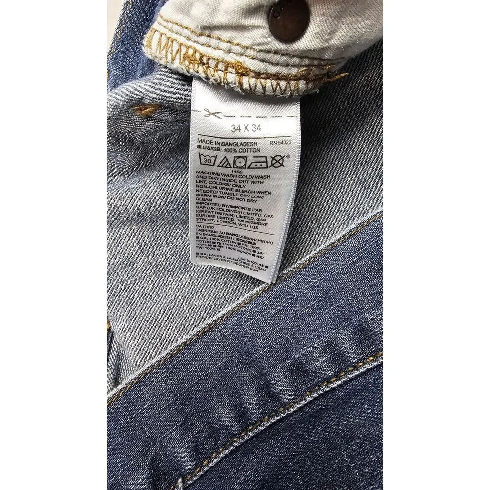 Gap Jeans Mens 34x34.‎ Vintage Standard 1969 Faded Blue Denim.